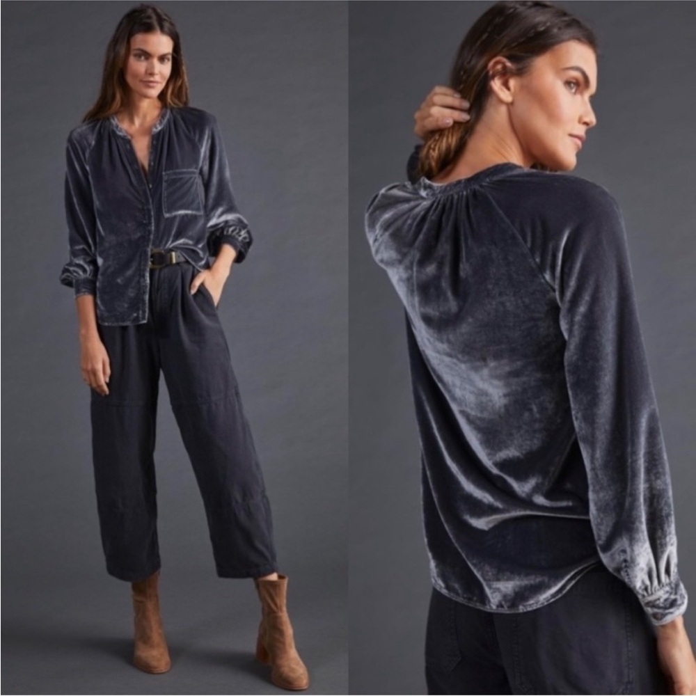 NWT Anthropologie Pilcro Velvet Balloon Sleeve Top